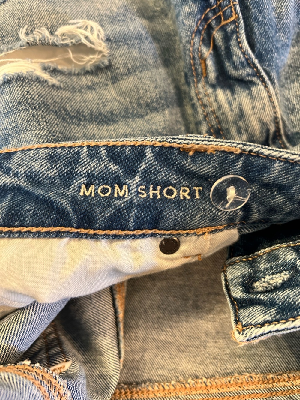 American Eagle Outfitters Strigid Mom Light Blue Distressed Denim Jean Shorts - Picture 7 of 10